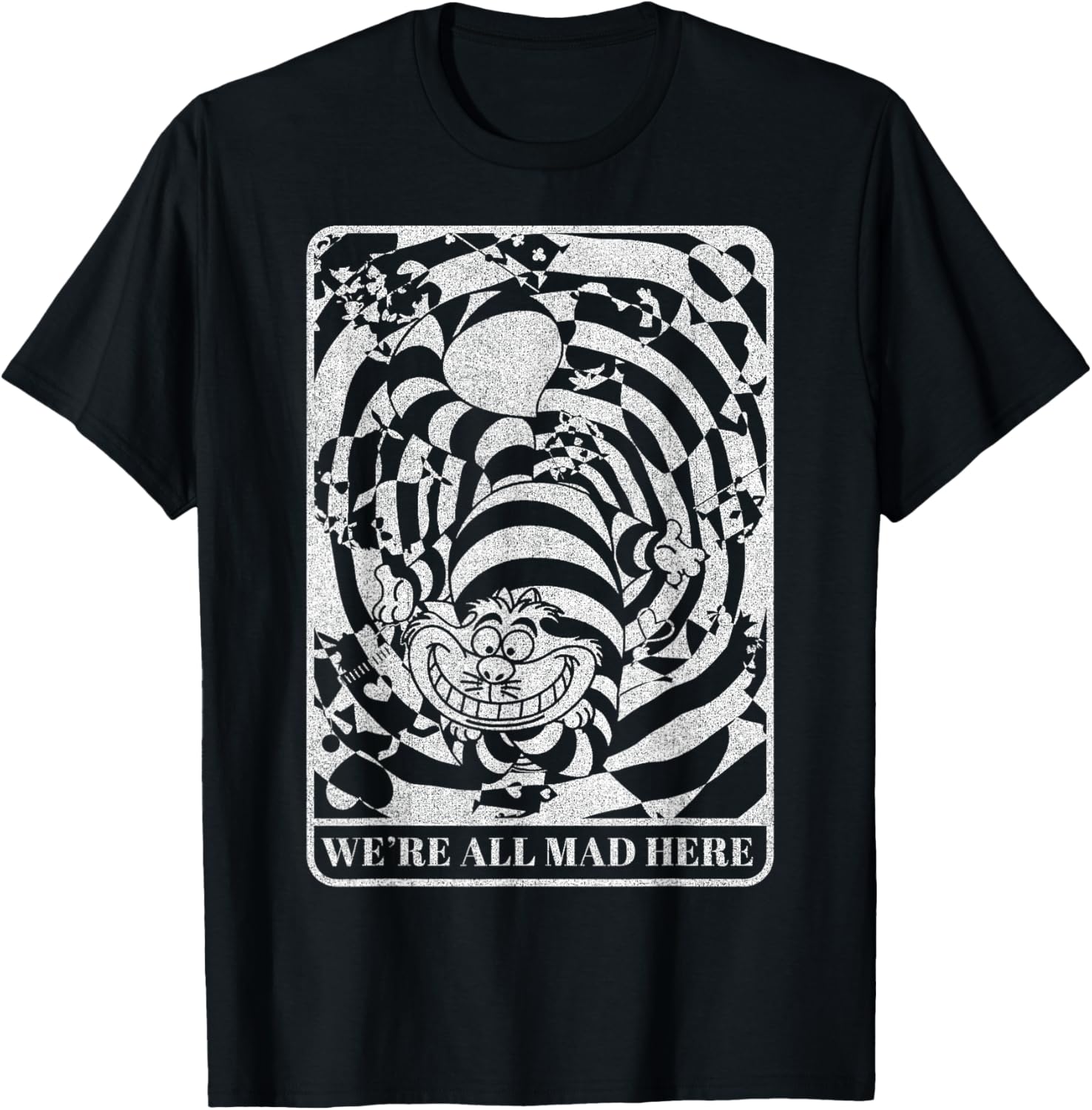 Disney Alice in Wonderland Cheshire Cat We're All Mad Here Small T-Shirt - T-Shirt | Black