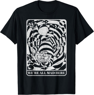 Disney Alice in Wonderland Cheshire Cat We're All Mad Here Small T-Shirt - T-Shirt | Black