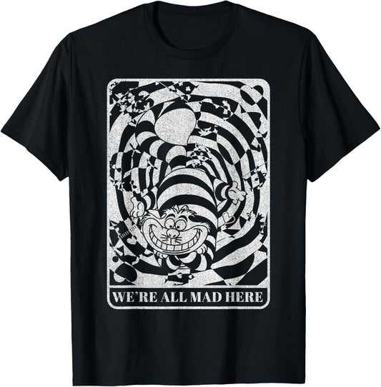 Disney Alice in Wonderland Cheshire Cat We're All Mad Here Small T-Shirt - T-Shirt | Black