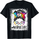 Nurse Life Bleached Tie Dye Messy Bun Nurse Week 2022 T-Shirt - T-Shirt | Black