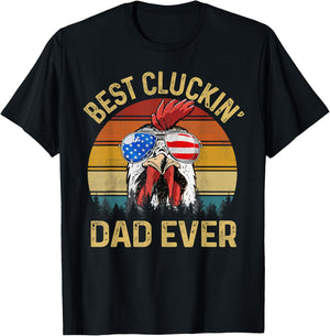Best Cluckin Dad Ever Chicken Daddy Dad Fathers Day Farmer T-Shirt - T-Shirt | Black