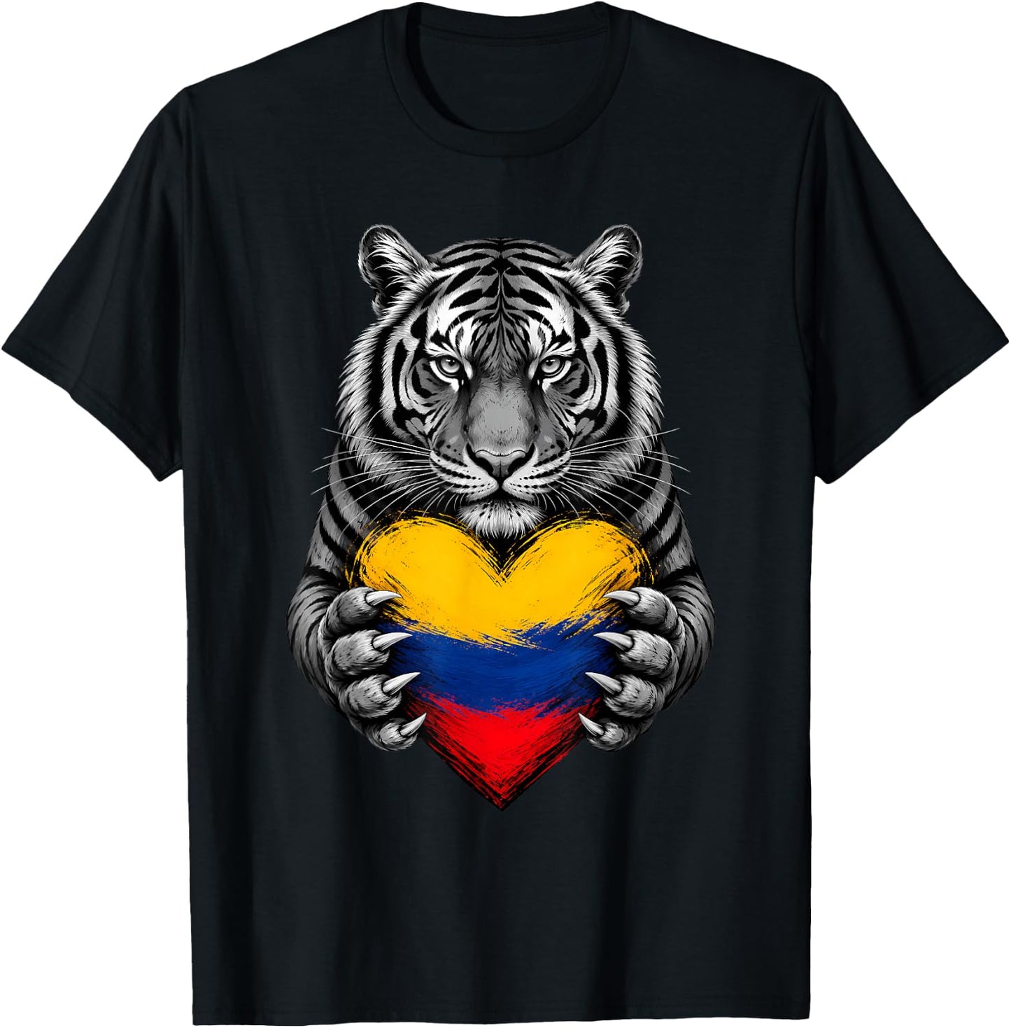 Tiger Heart Colombian Flag Colombia Pride Men Women Kids T-Shirt - T-Shirt | Black