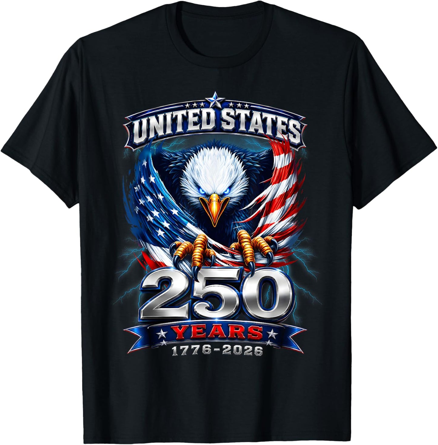 250th Anniversary USA 250 Years America 4th of July Eagle T-Shirt - T-Shirt | Black