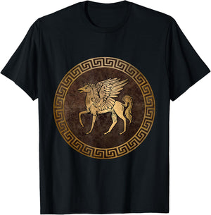 Agema Apparel Pegasus Ancient Greek Mythology - -Adults, Black, Small, Short Sleeve T-Shirt - T-Shirt | Black