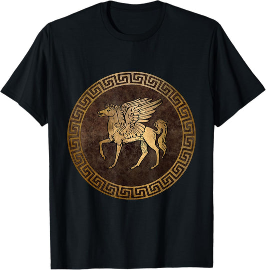 Agema Apparel Pegasus Ancient Greek Mythology - -Adults, Black, Small, Short Sleeve T-Shirt - T-Shirt | Black