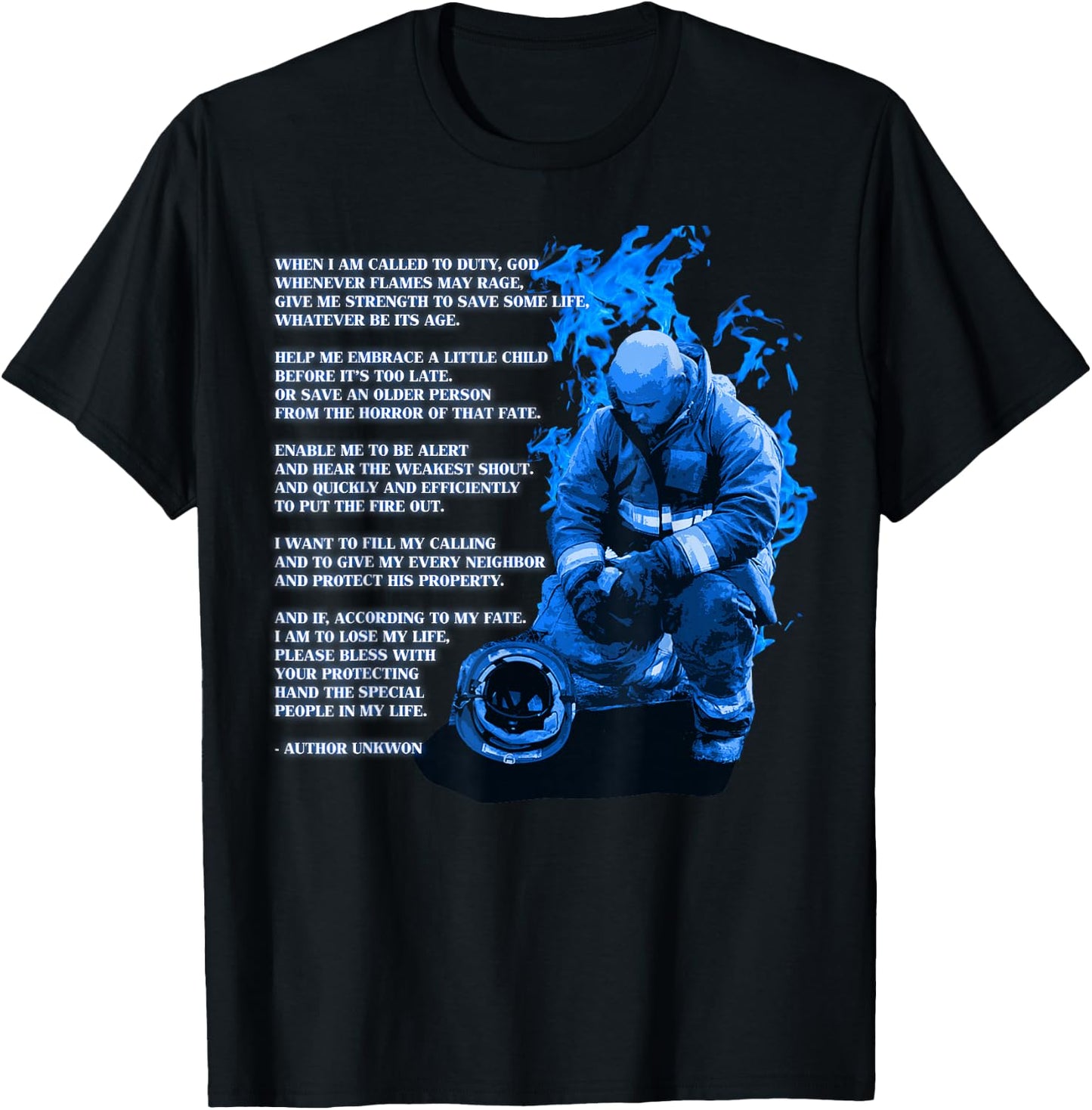 Fire Fighter Prayer Shirt Fire Department Fireman T-Shirt - T-Shirt | Black