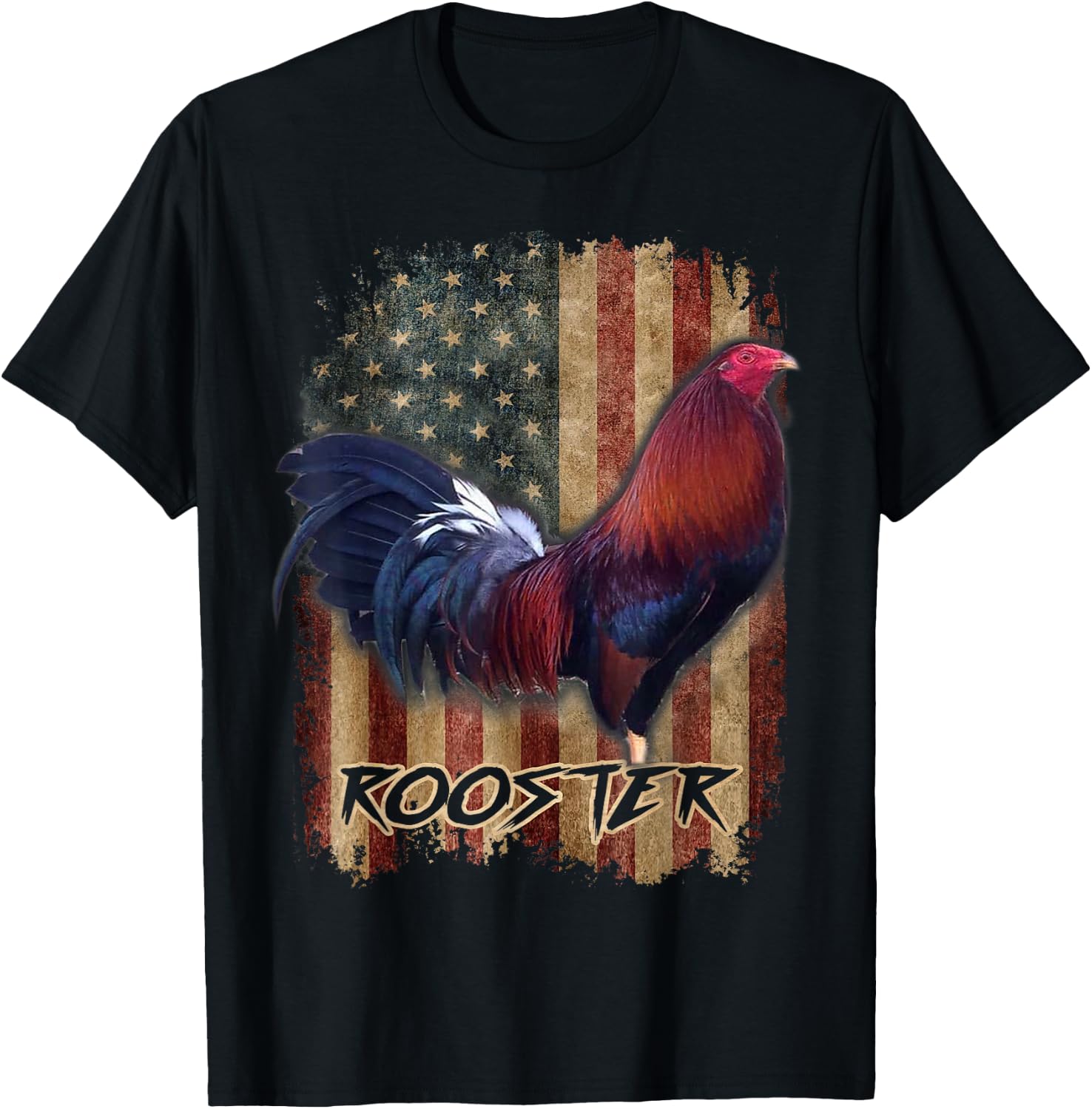 Rooster Shirt Cock Fight US Flag T-Shirt - T-Shirt | Black