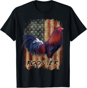 Rooster Shirt Cock Fight US Flag T-Shirt - T-Shirt | Black