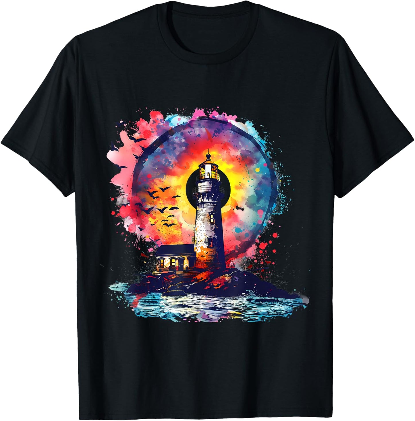 Light House Seaside House Sailing Boating Sea Lighthouse T-Shirt - T-Shirt | Black