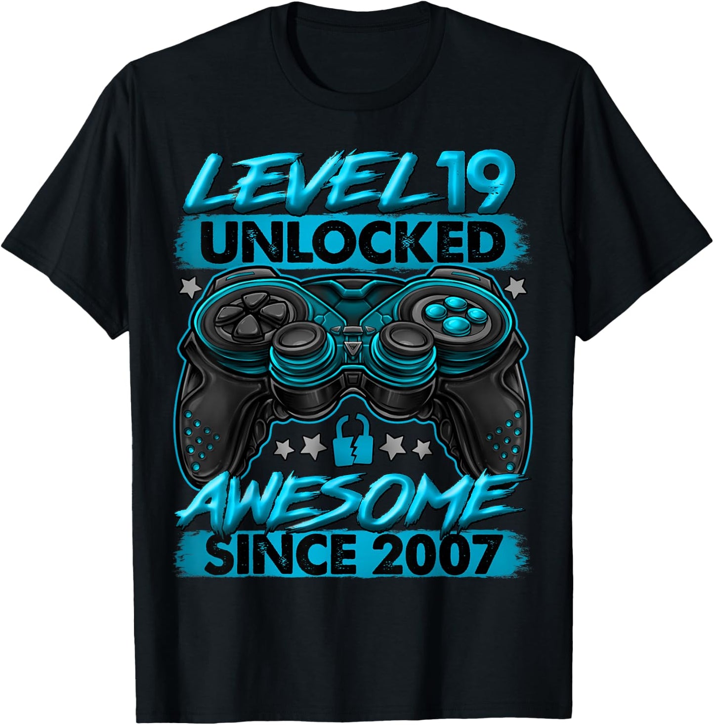 Level 19 Unlocked 19 Year Old Gifts Boys 19th Birthday Boy T-Shirt - T-Shirt | Black