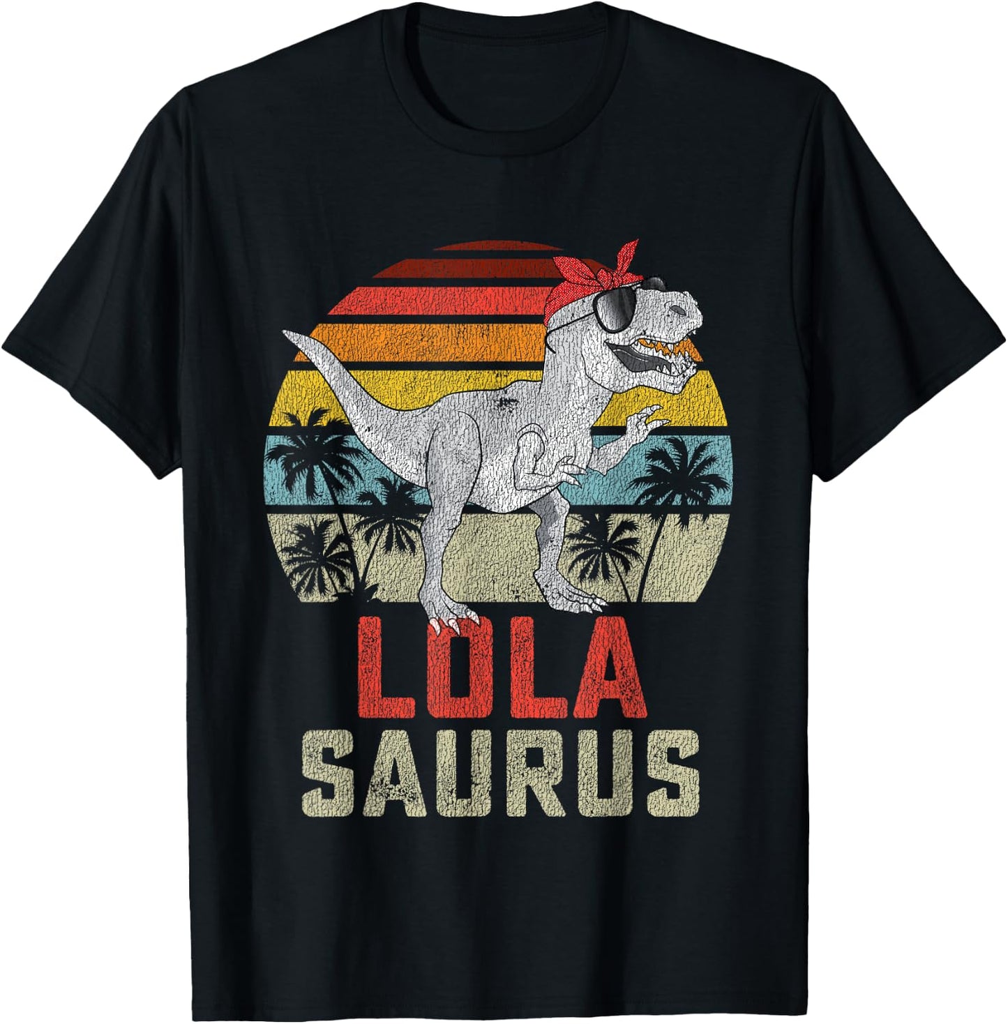 Lolasaurus T Rex Dinosaur Lola Saurus Family Matching T-Shirt - T-Shirt | Black