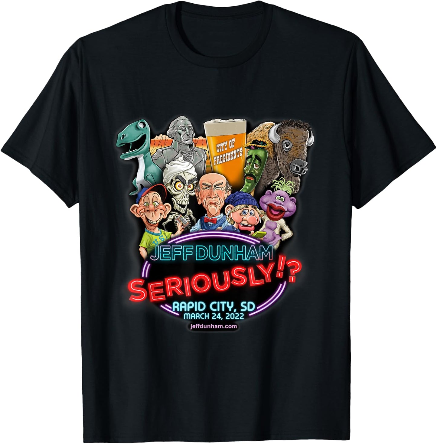 Jeff Dunham Rapid City, SD (2022) T-Shirt - T-Shirt | Black