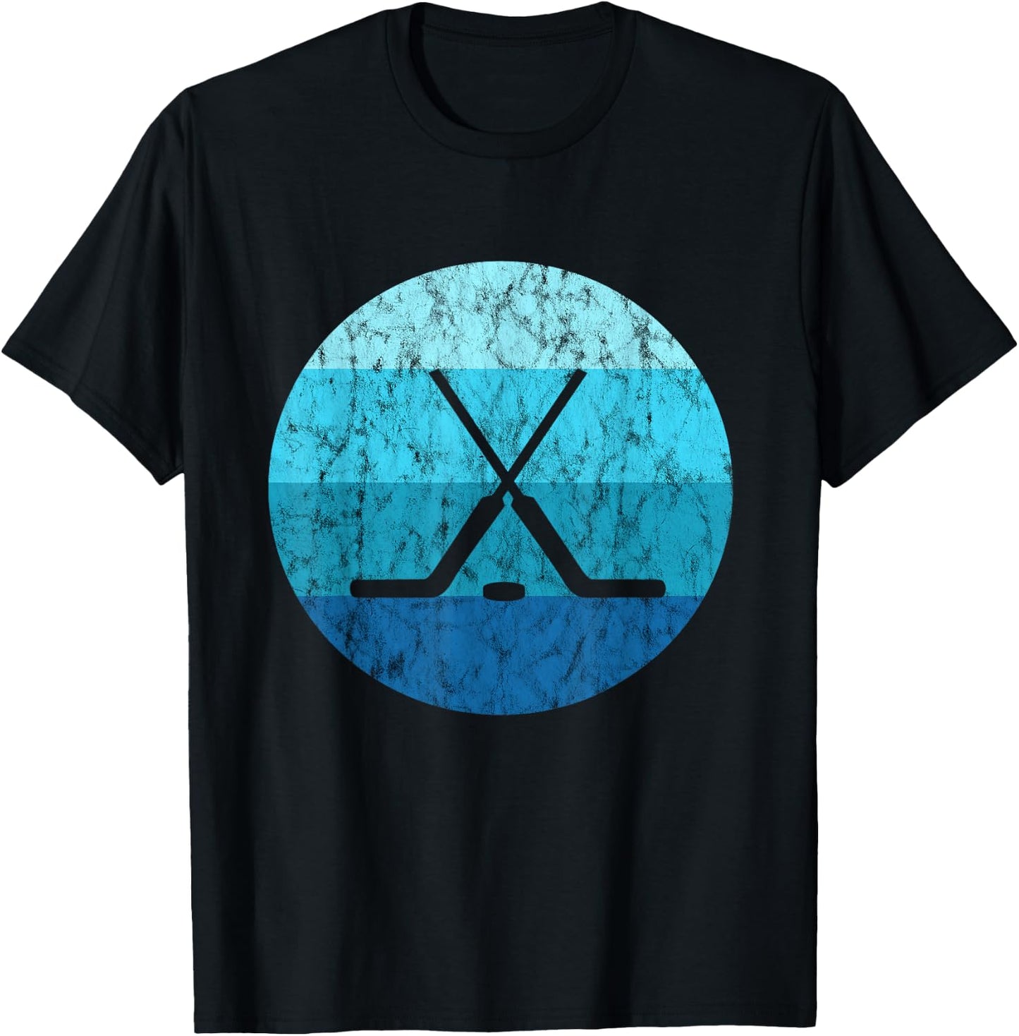 Ice Hockey Stick Hockey Sport Retro Vintage Ocean Water T-Shirt - T-Shirt | Black