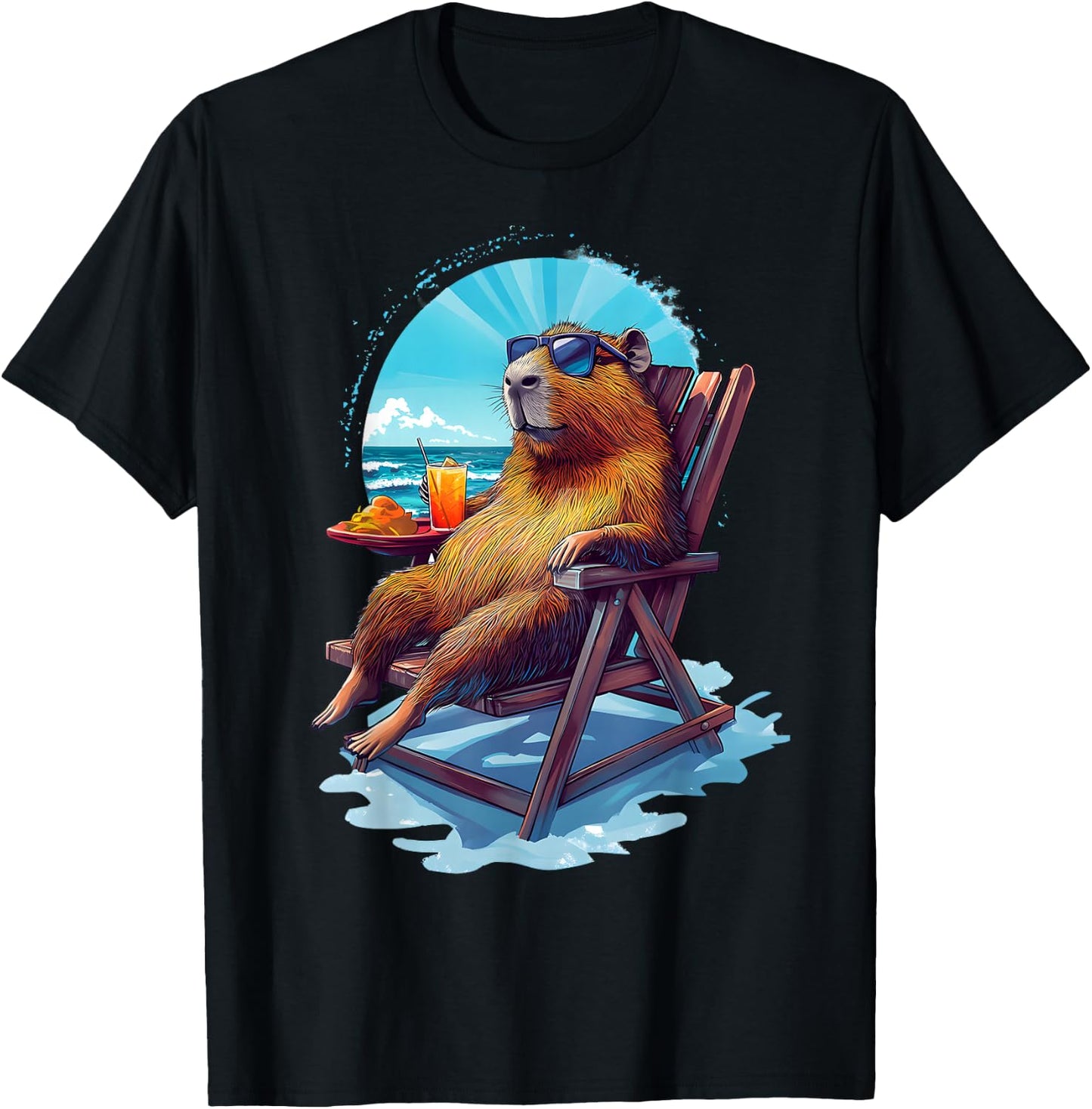 Capybara Summer Vacation Beach Ocean Sea Capybara Lovers T-Shirt - T-Shirt | Black