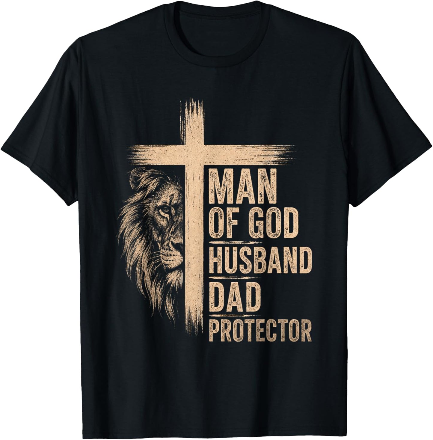 Man of God Father's Day Men Husband Dad Protector T-Shirt - T-Shirt | Black