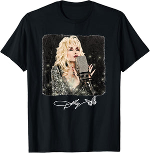 Dolly Parton Black - Small - Classic Fit - Short Sleeve - Cotton 60% Polyester 40% - Novelty - Women's Casual Shirt T-Shirt - T-Shirt | Black