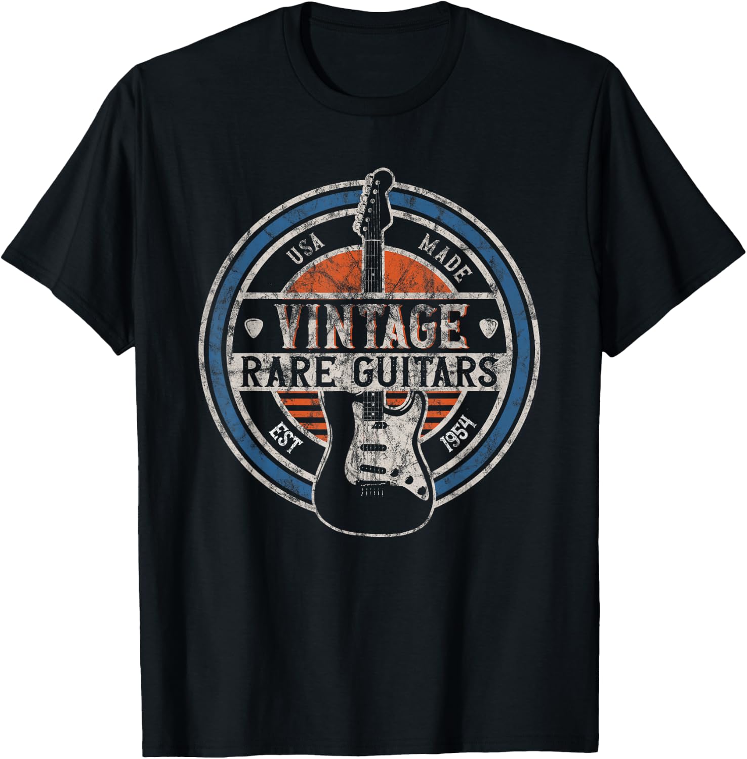 Vintage Rare Guitars Retro American Made Guitarist Small T-Shirt - T-Shirt | Black