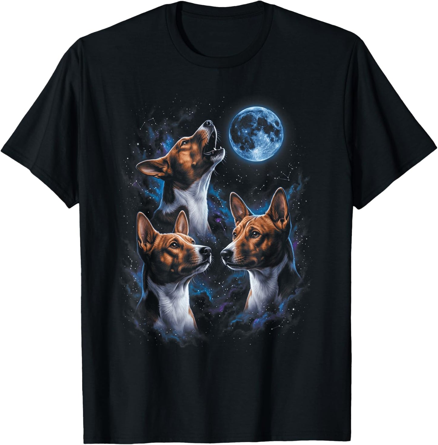 Howling At The Moon Basenji Dogs T-Shirt - T-Shirt | Black
