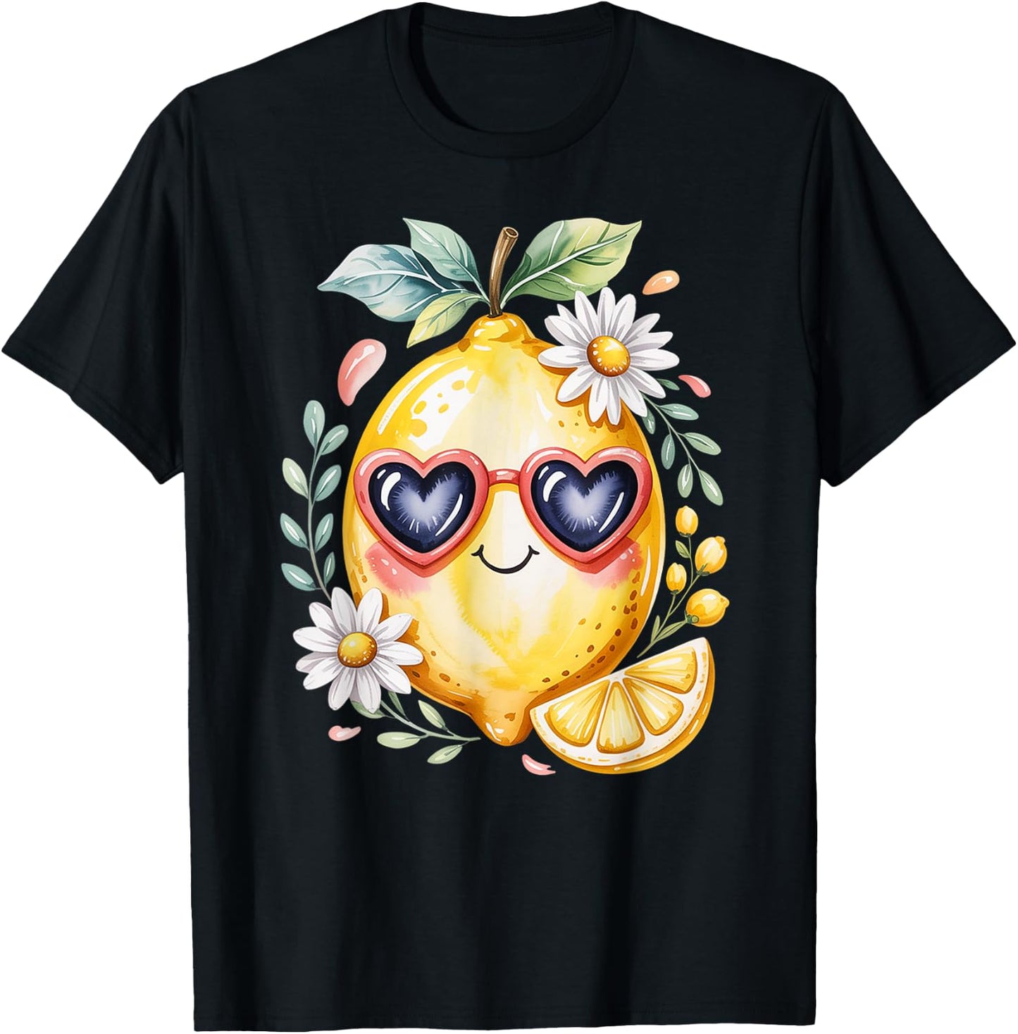Cute Lemons Fruit Girls & Women Who Adore Loves Lemon T-Shirt - T-Shirt | Black