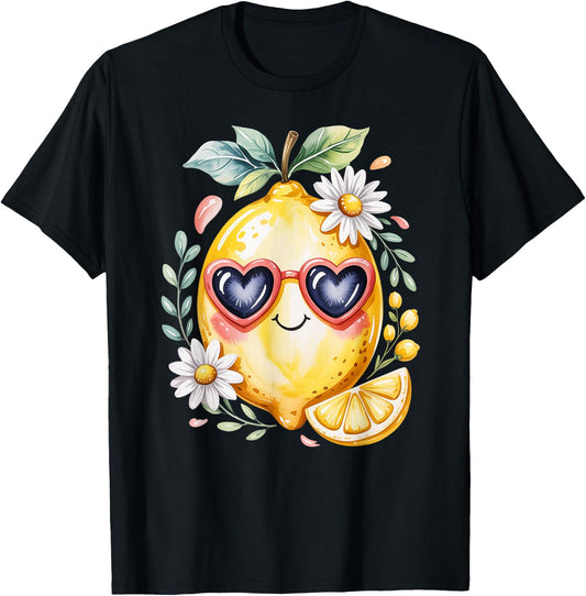 Cute Lemons Fruit Girls & Women Who Adore Loves Lemon T-Shirt - T-Shirt | Black