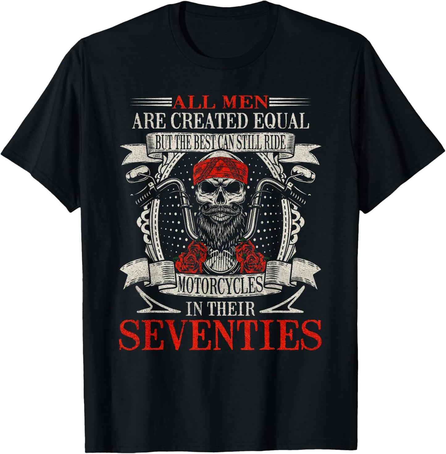 Vintage Biker Skull Seventies Motorcycle Rider T-Shirt - T-Shirt | Black