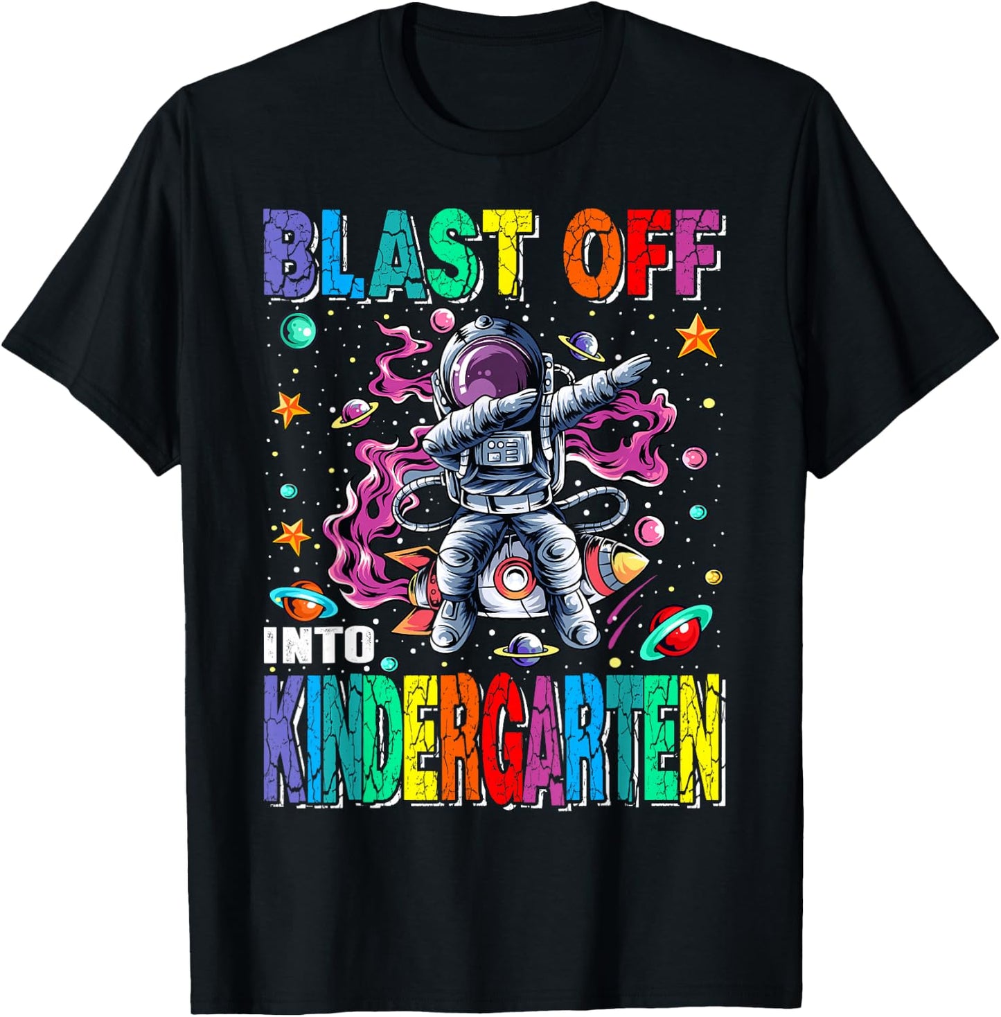 Blast Off Into Kindergarten Rocket Back To School T-Shirt - T-Shirt | Black