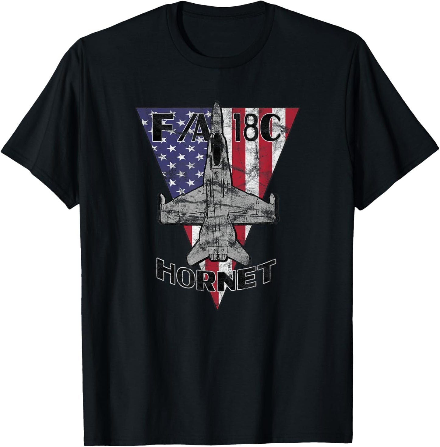 F/A-18C Hornet Military Jet Fighter Patriotic Vintage T-Shirt - T-Shirt | Black