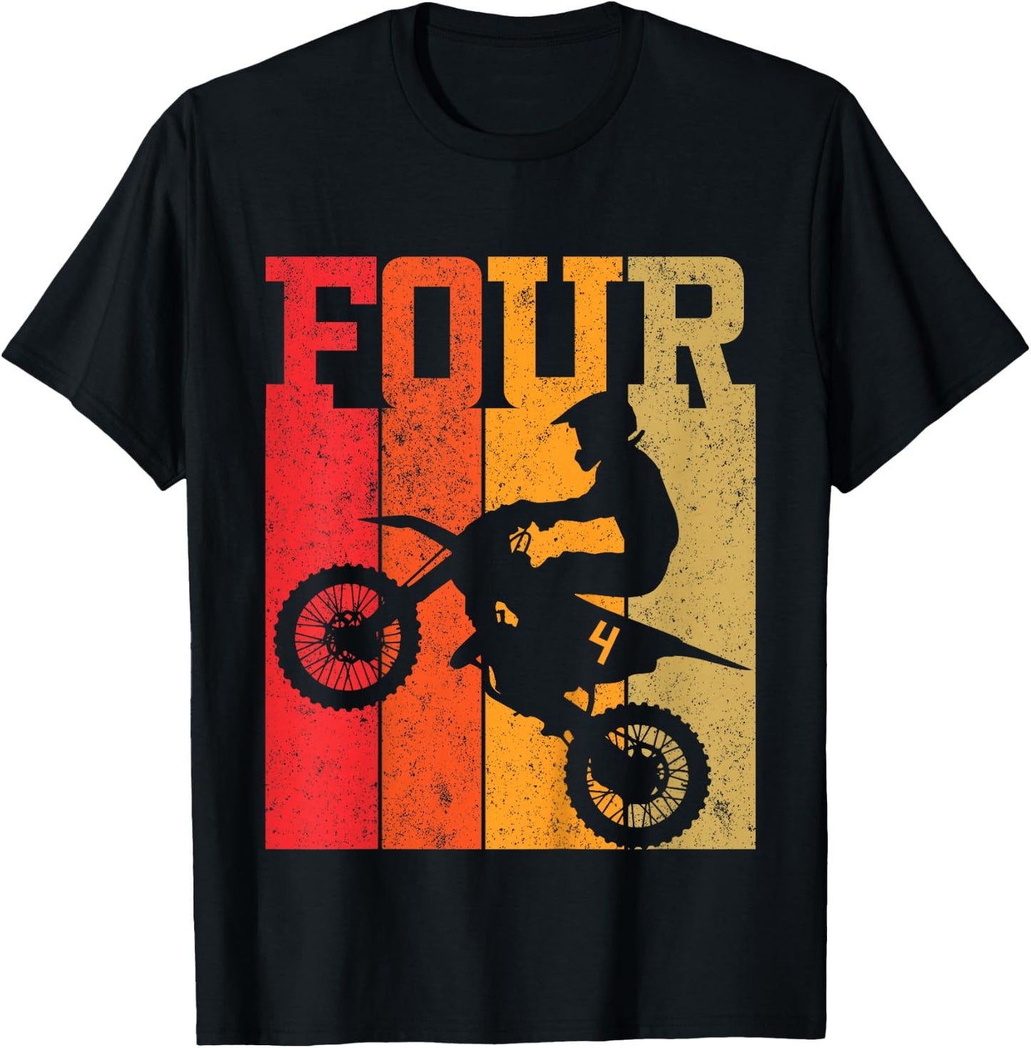 Kids 4th Birthday Boys 4 Four Dirt Bike Motocross Motorcycle race T-Shirt - T-Shirt | Black