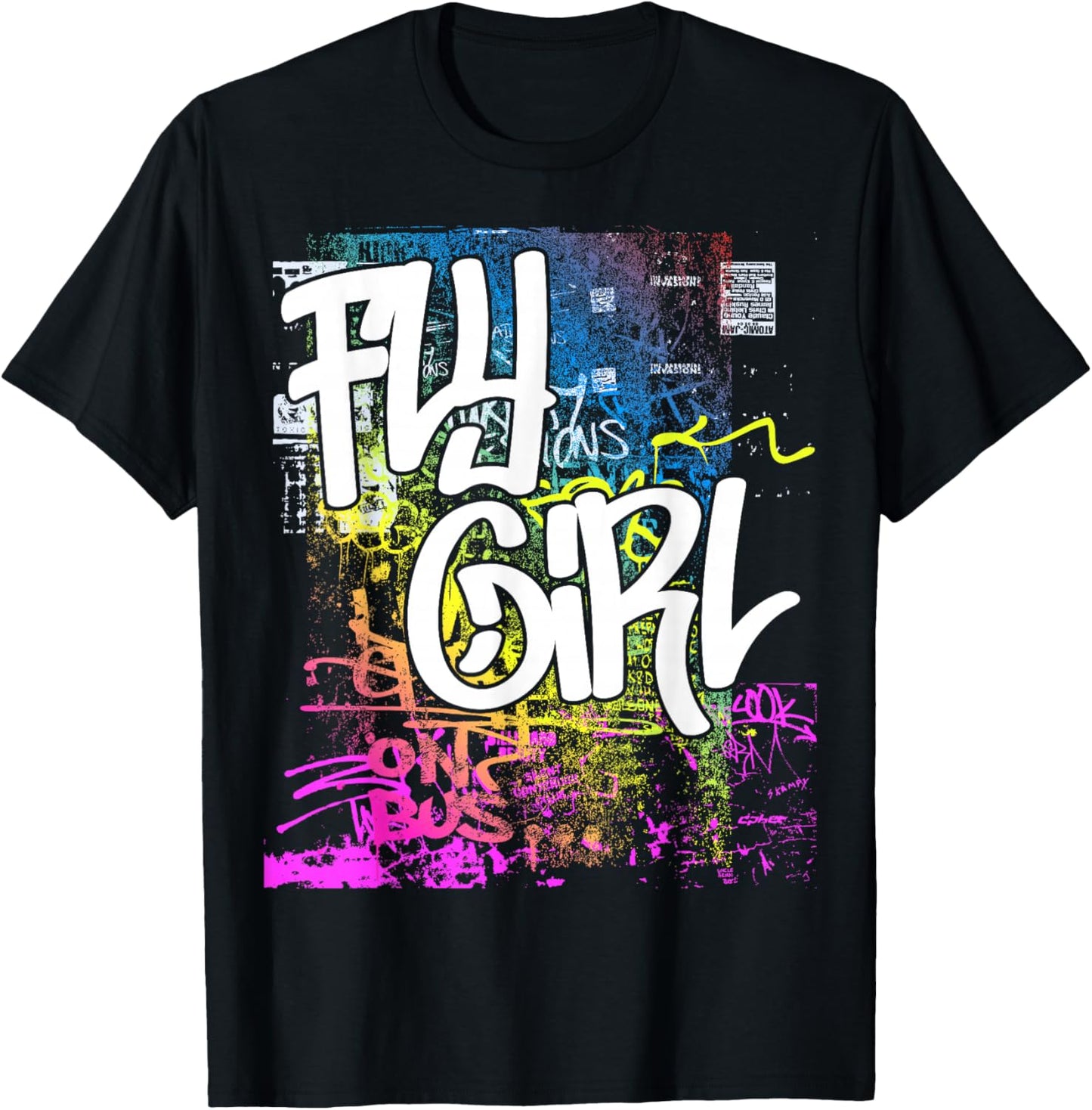 Fly Girl 80s 90s Rap B-Girl Old School Hip Hop Graffiti T-Shirt - T-Shirt | Black