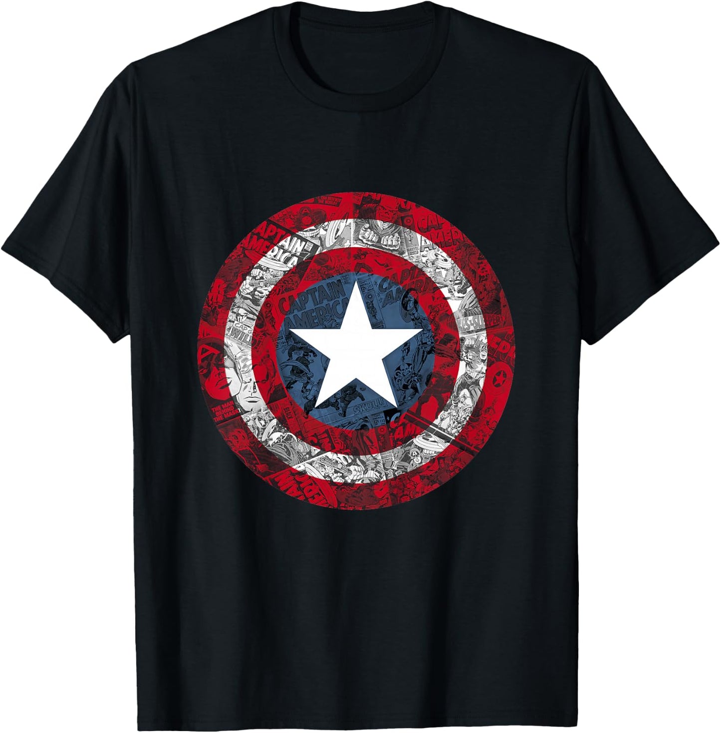 Kids Marvel Captain America Avengers Shield Comic Kids T-Shirt - T-Shirt | Black