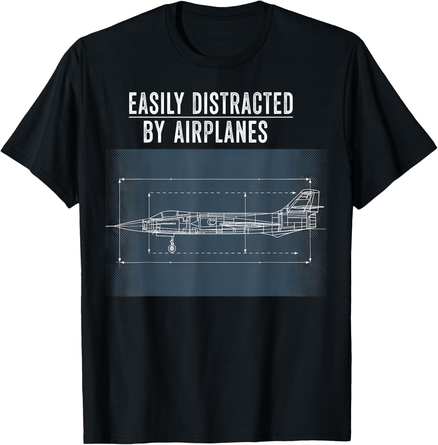 Easily Distracted By Airplanes Funny Pilot for Plane Lover T-Shirt - T-Shirt | Black