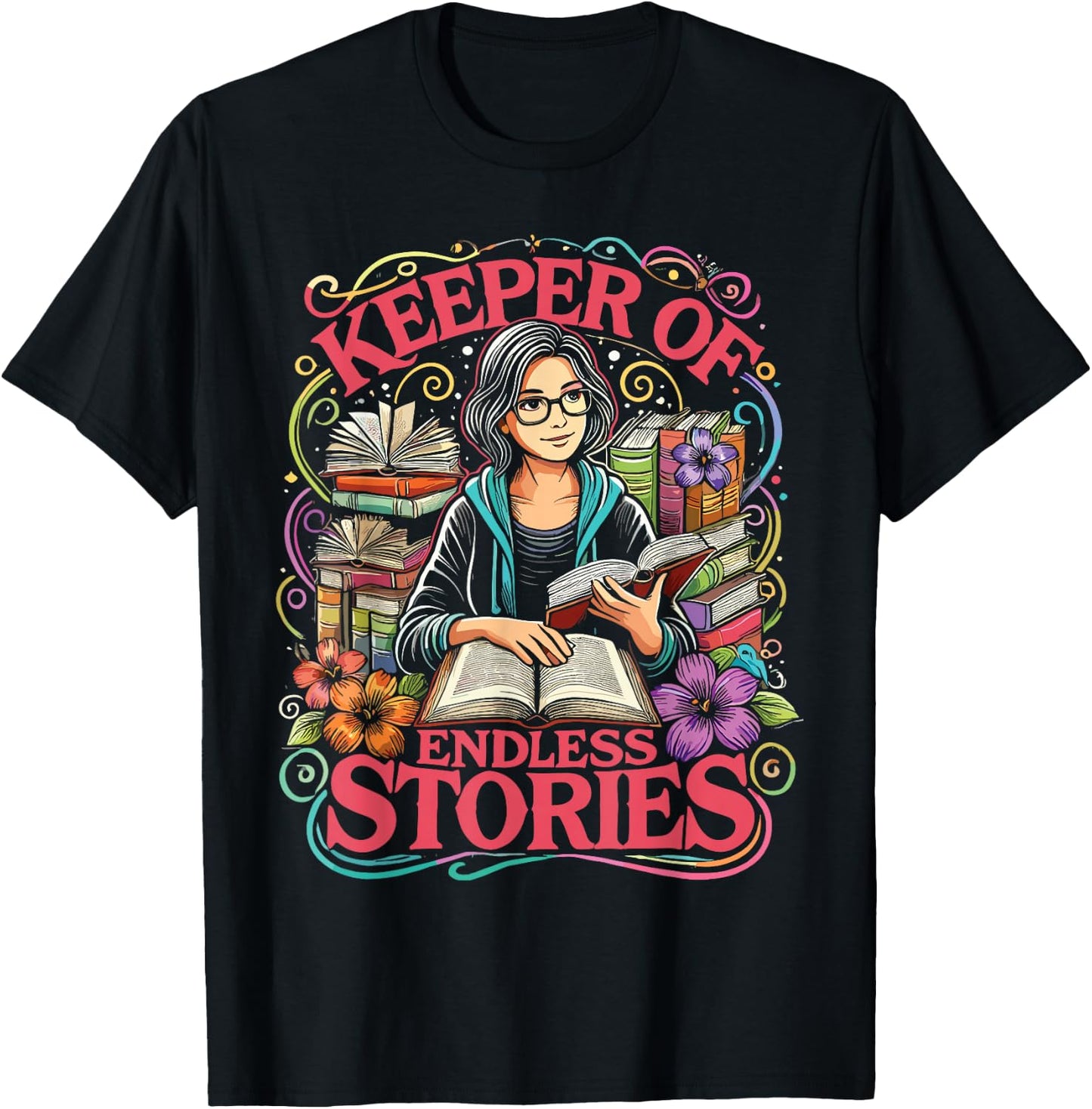 Librarian Keeper Of Endless Stories Library Women T-Shirt - T-Shirt | Black