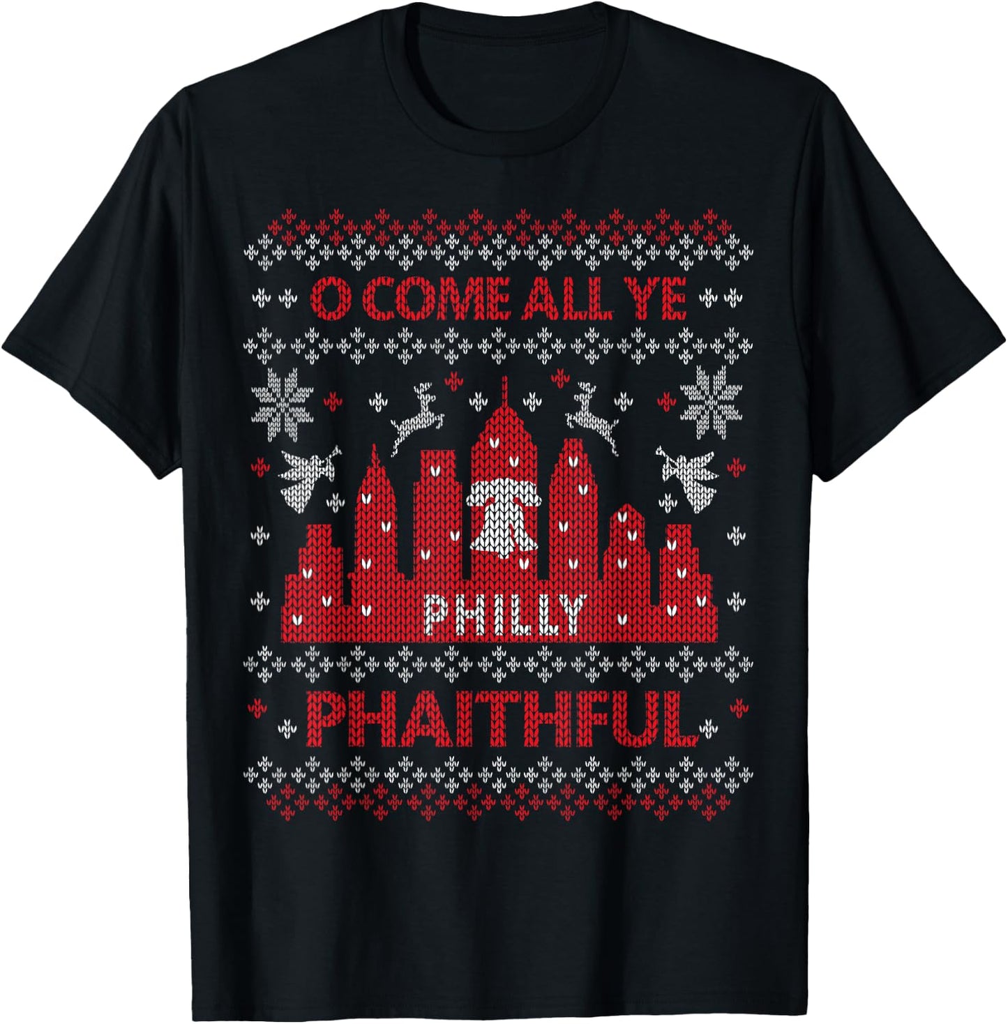 Philly Faithful Funny Philadelphia Philly Fan Ugly Christmas T-Shirt - T-Shirt | Black