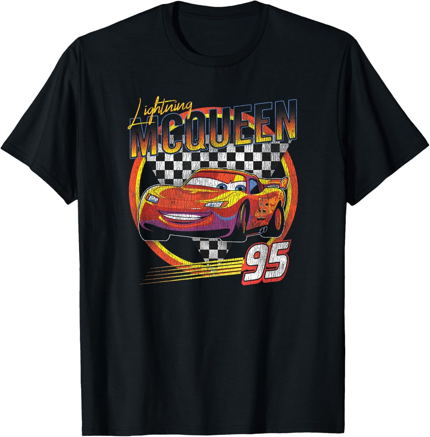 Disney Pixar Cars Lightning McQueen Vintage Race Small T-Shirt - T-Shirt | Black