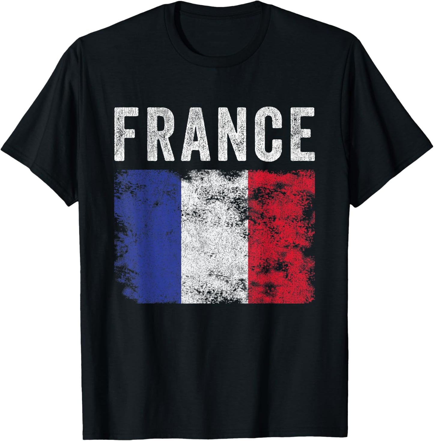 France Flag Distressed - Men Women Kids - French Flag T-Shirt - T-Shirt | Black