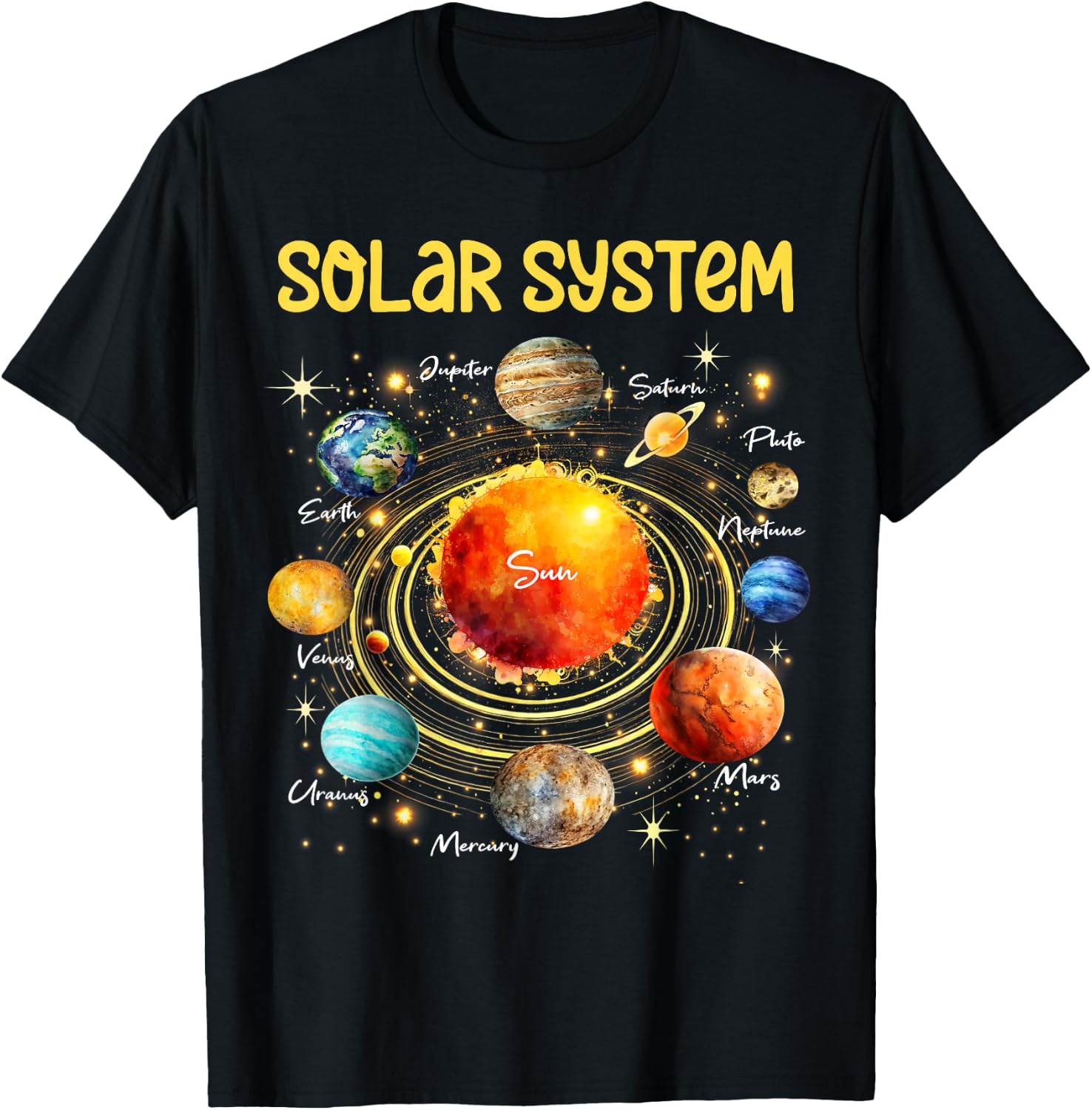 Solar System Planets Science Space Boys Girls STEM Kids T-Shirt - T-Shirt | Black