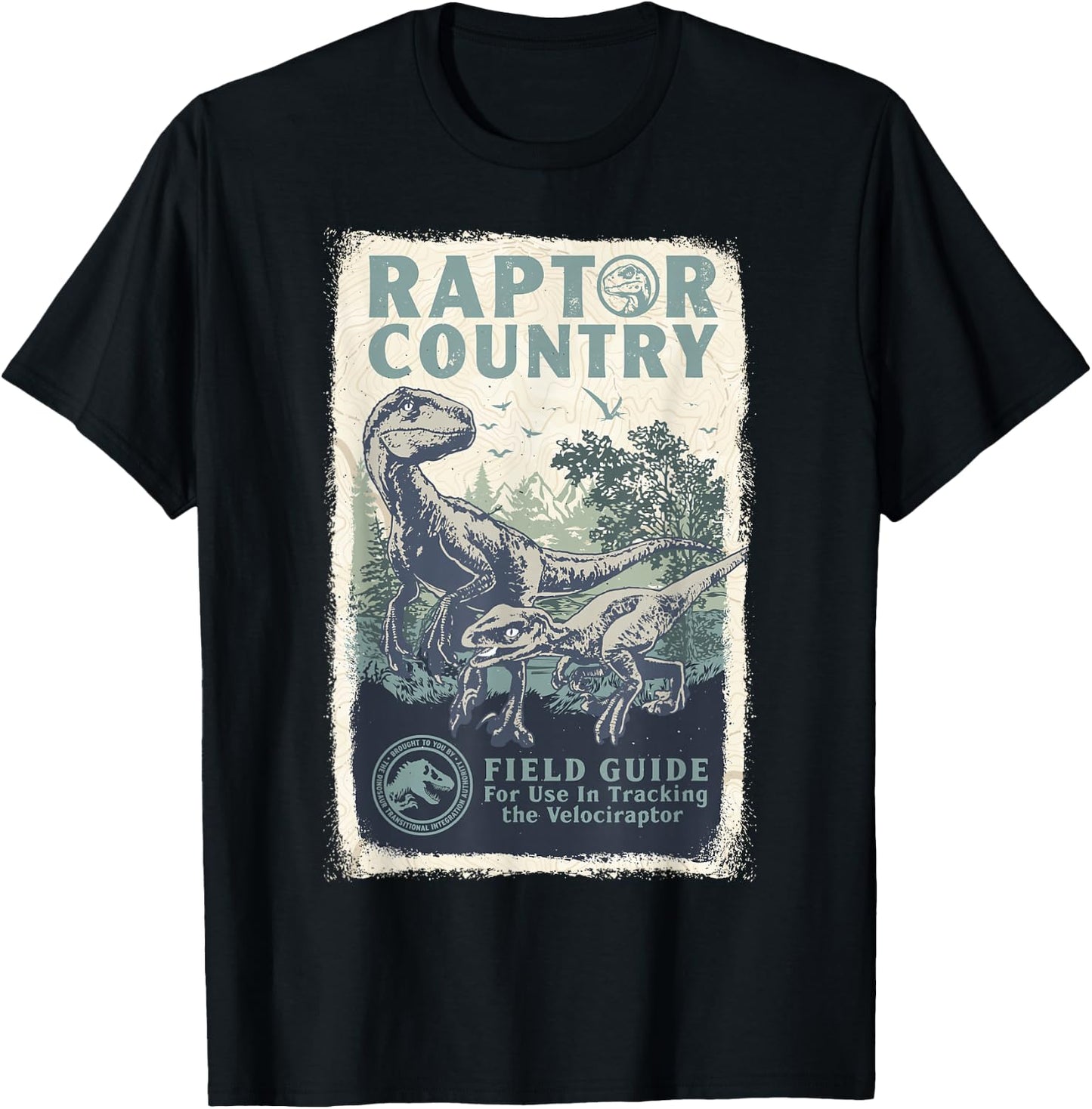 Jurassic World Dominion Velociraptor Raptor Country Poster T-Shirt - T-Shirt | Black