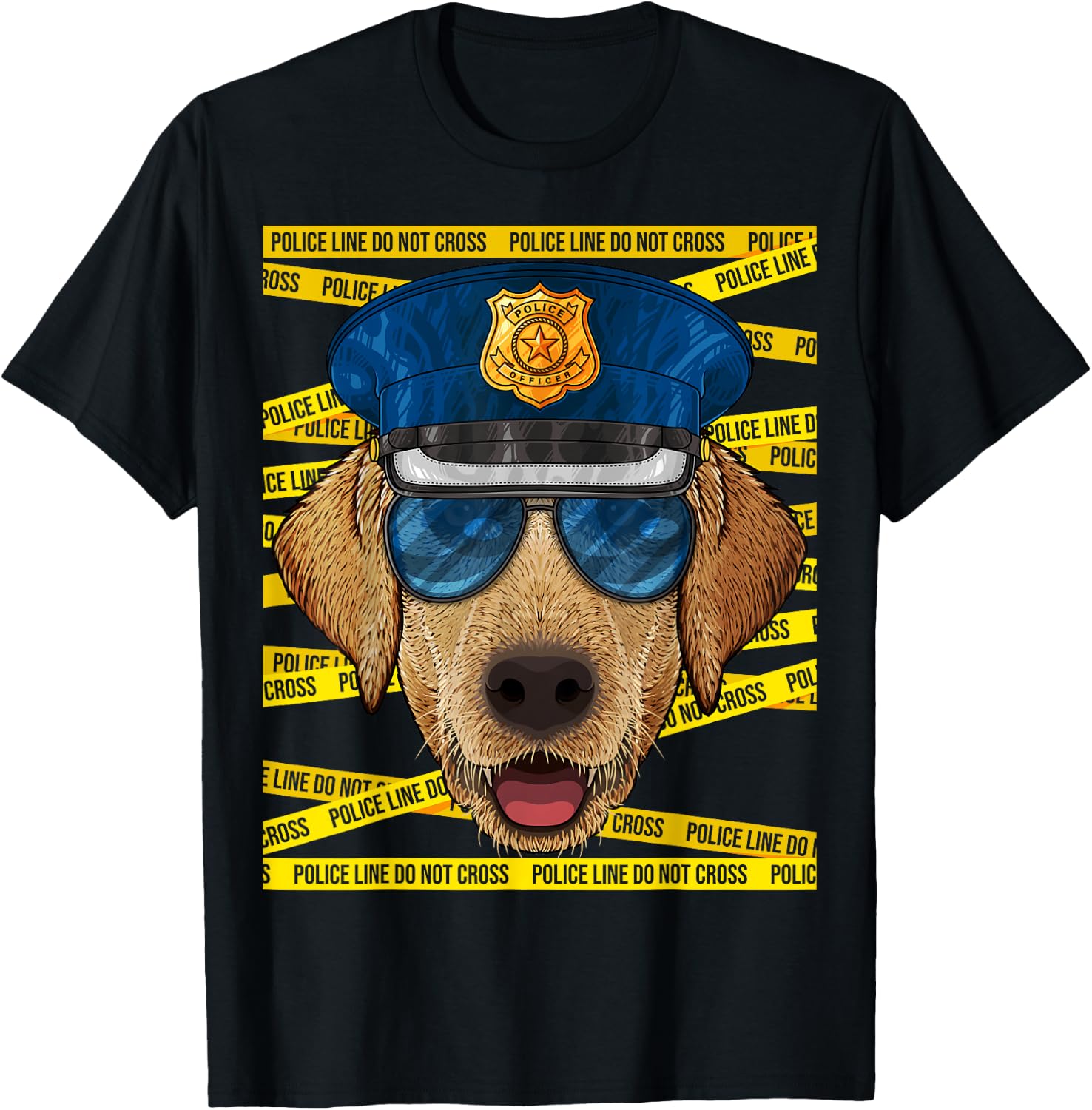 Labrador Retriever Police Officer Policeman Funny Police Dog T-Shirt - T-Shirt | Black