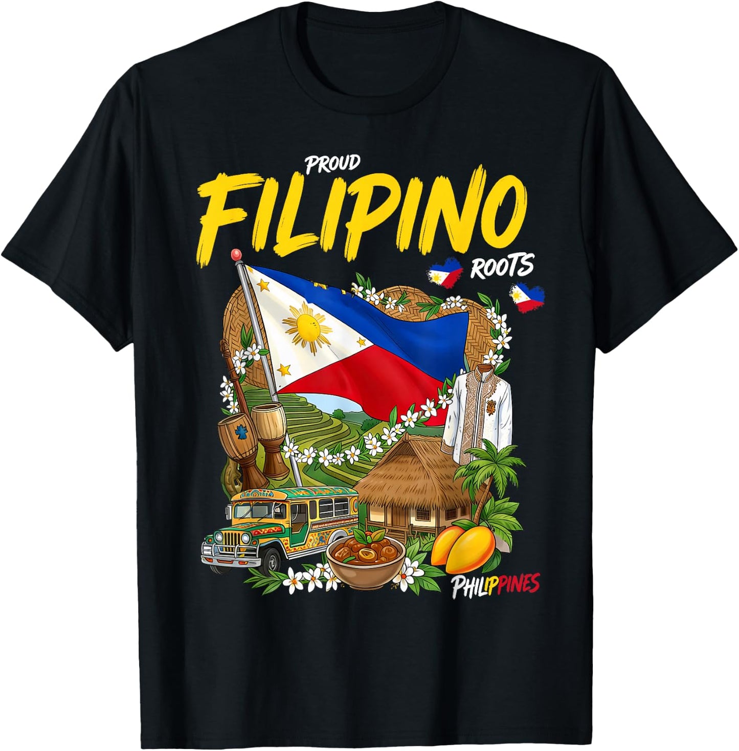 Filipino Roots Idea Filipiniana Philippines Themed T-Shirt - T-Shirt | Black