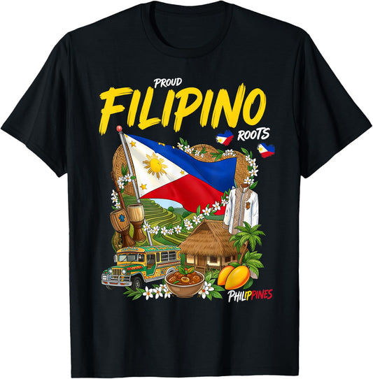 Filipino Roots Idea Filipiniana Philippines Themed T-Shirt - T-Shirt | Black