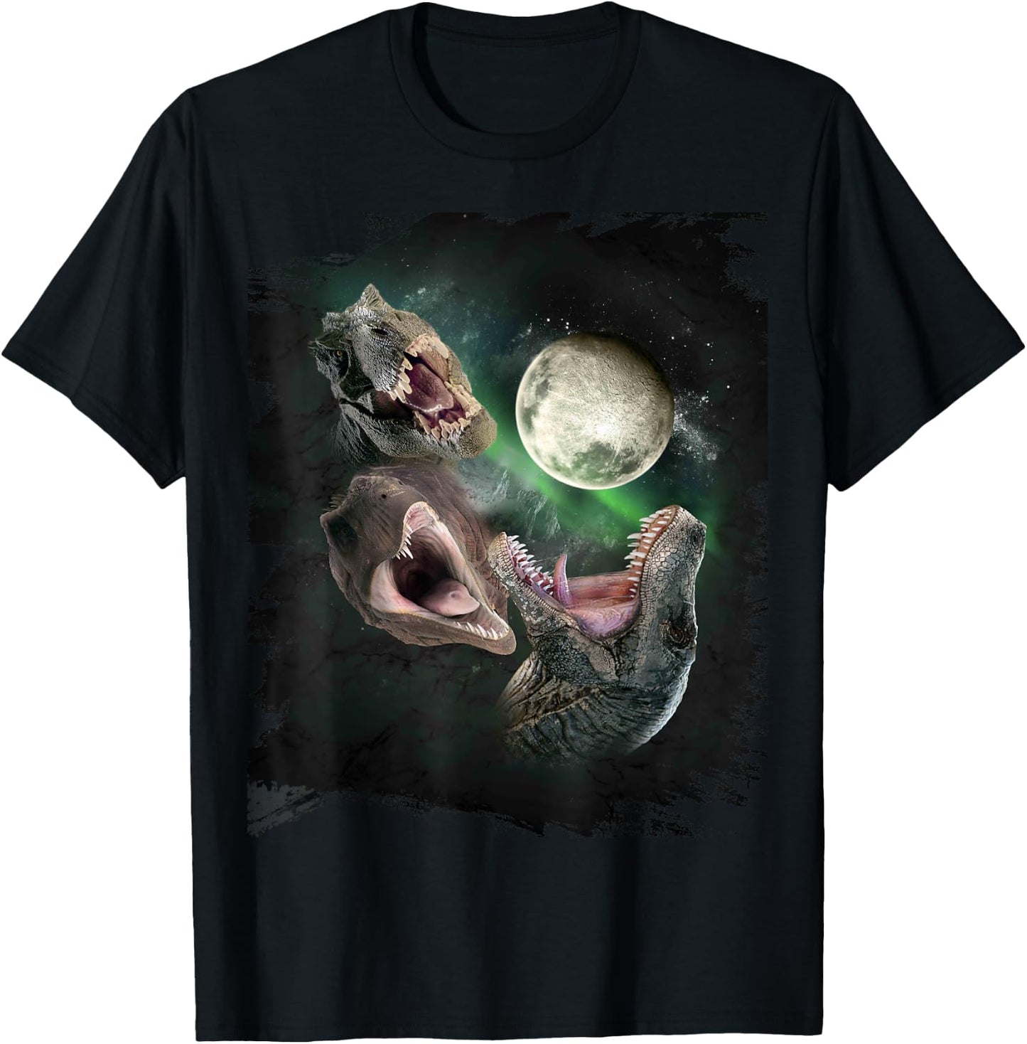 3 Dinosaurs Moon, Wolf Dinosaur, Wolves Howl T-Shirt - T-Shirt | Black