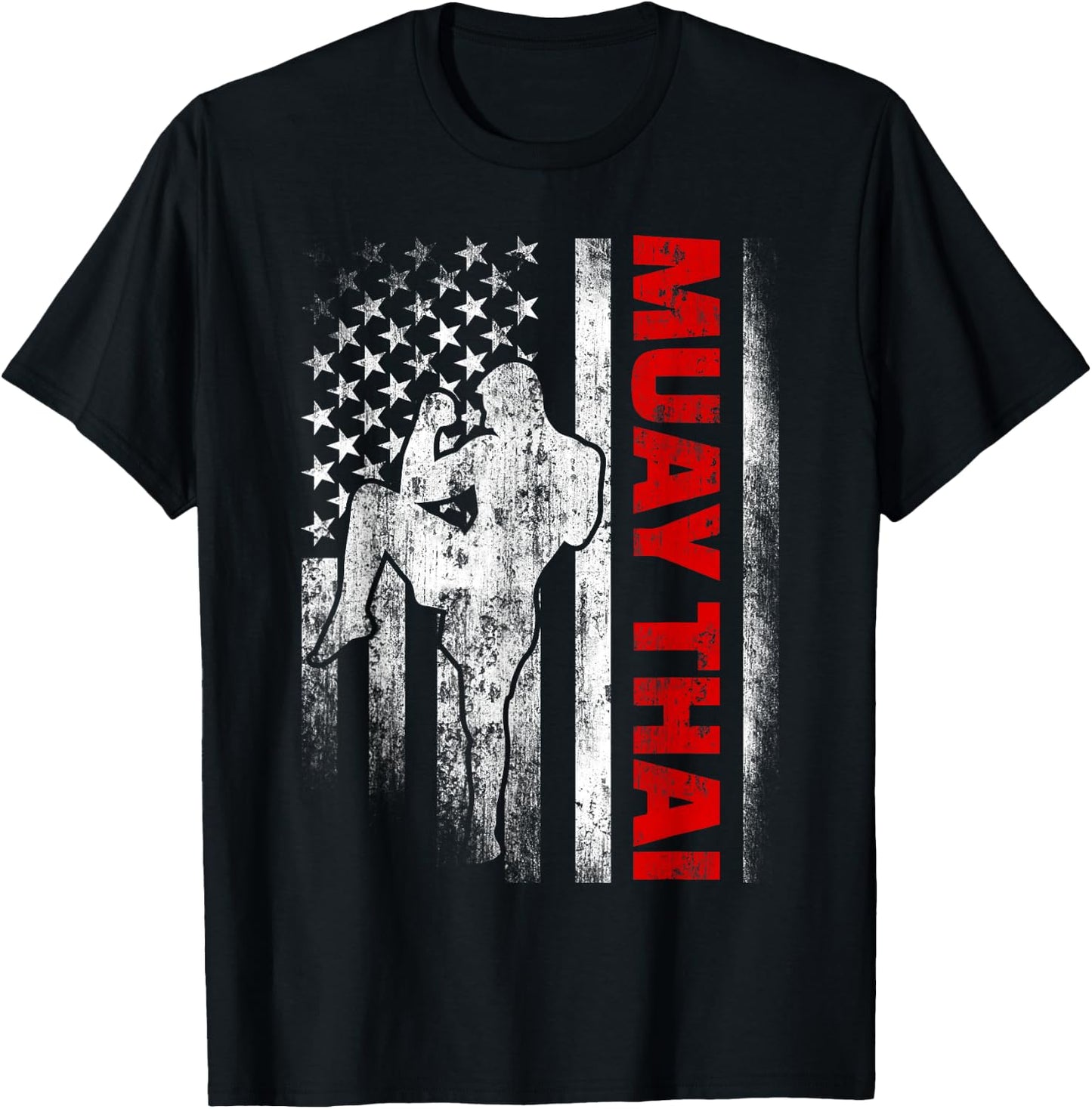 Muay Thai Boxing US American Flag T-Shirt - T-Shirt | Black