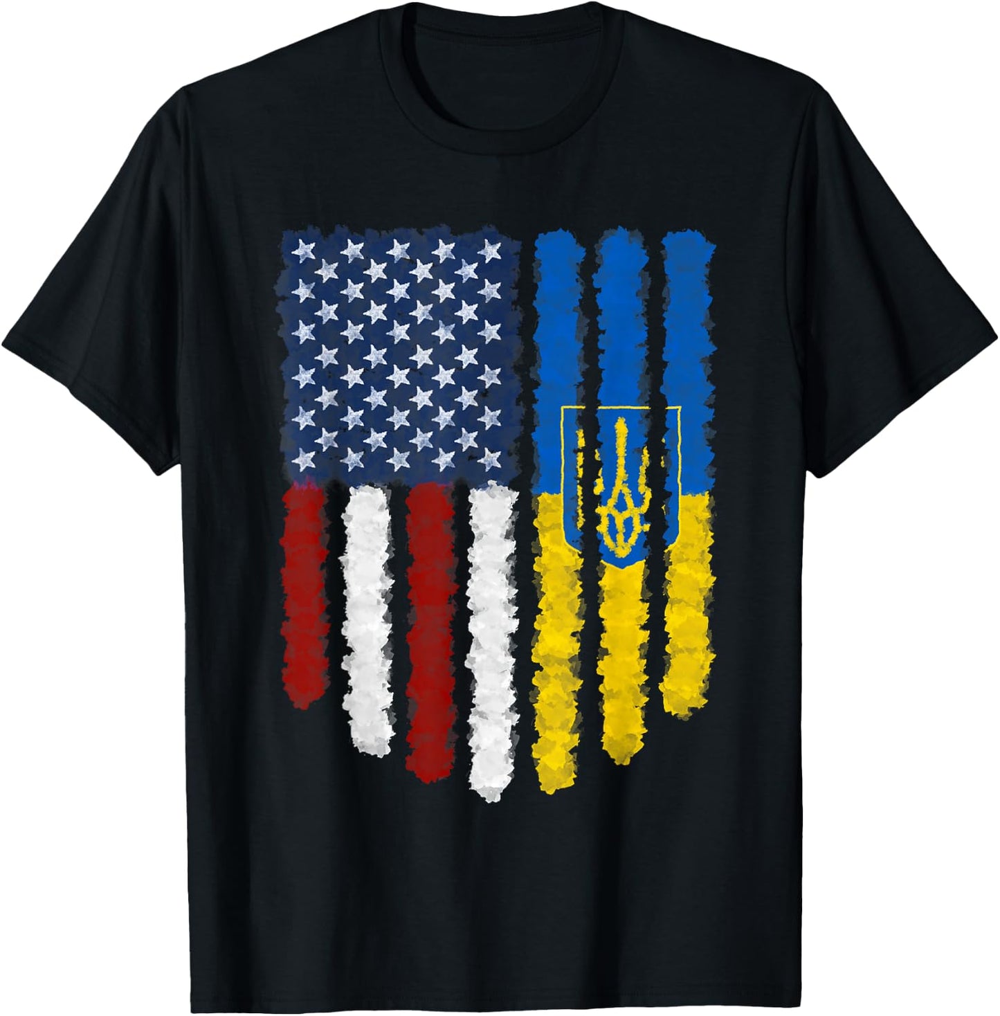 Ukrainian American Flag Ukraine Usa America T-Shirt - T-Shirt | Black