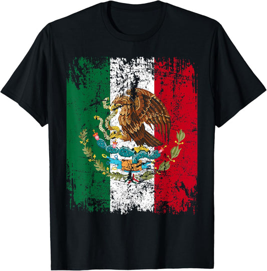 Mexico Flag Vintage | Men Women Kids | Mexico Small T-Shirt - T-Shirt | Black
