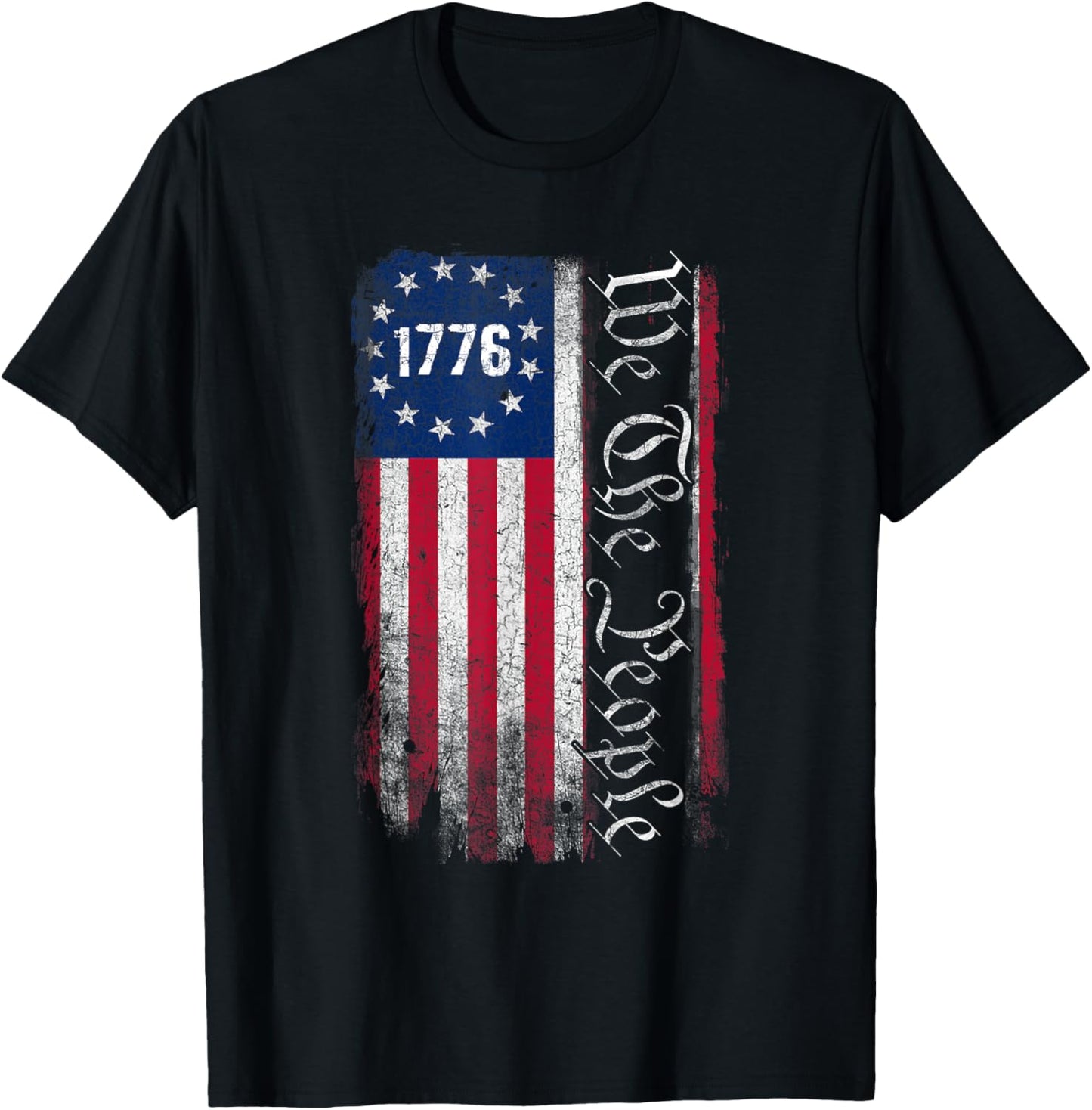 1776 We The People Betsy Ross 4th of July American Flag Men T-Shirt - T-Shirt | Black