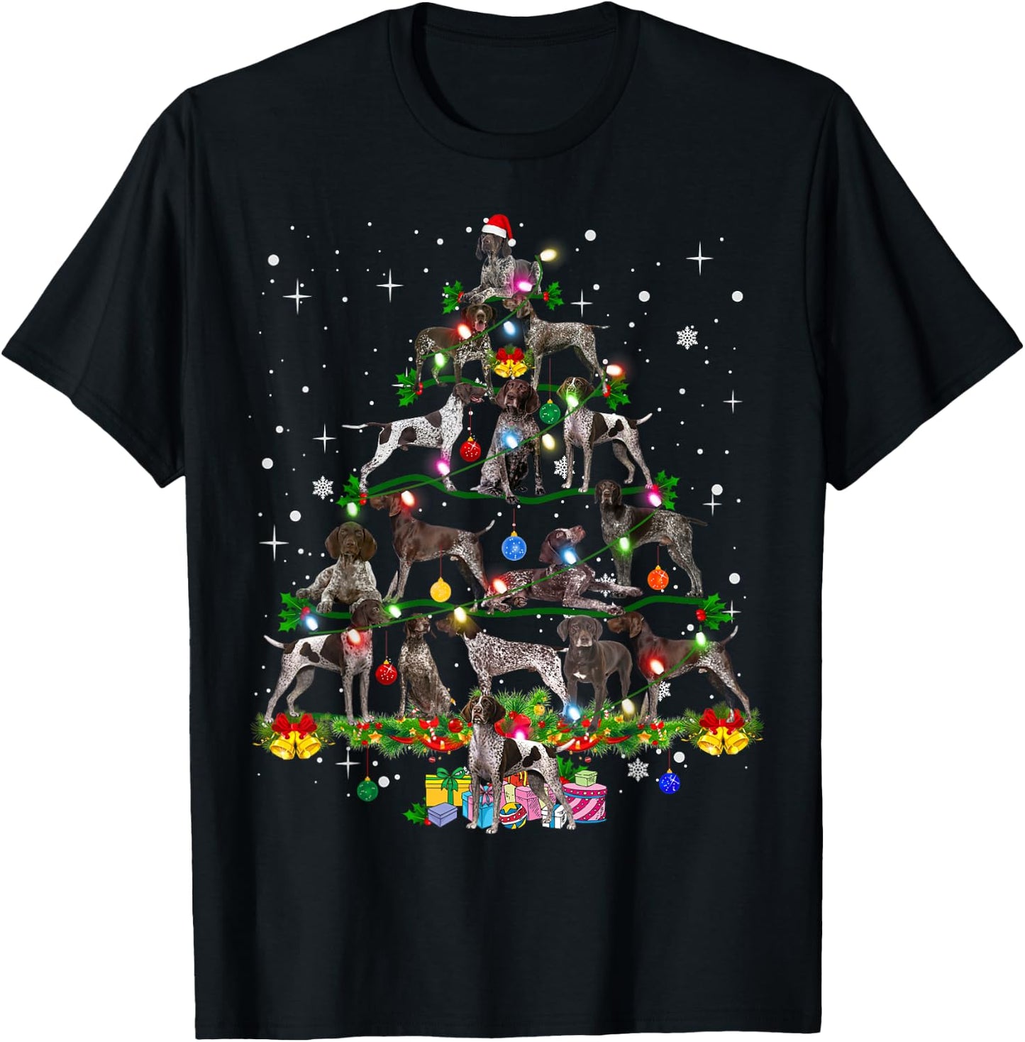 German Shorthaired Pointer Christmas Tree X-Mas Dog Dad Mom T-Shirt - T-Shirt | Black