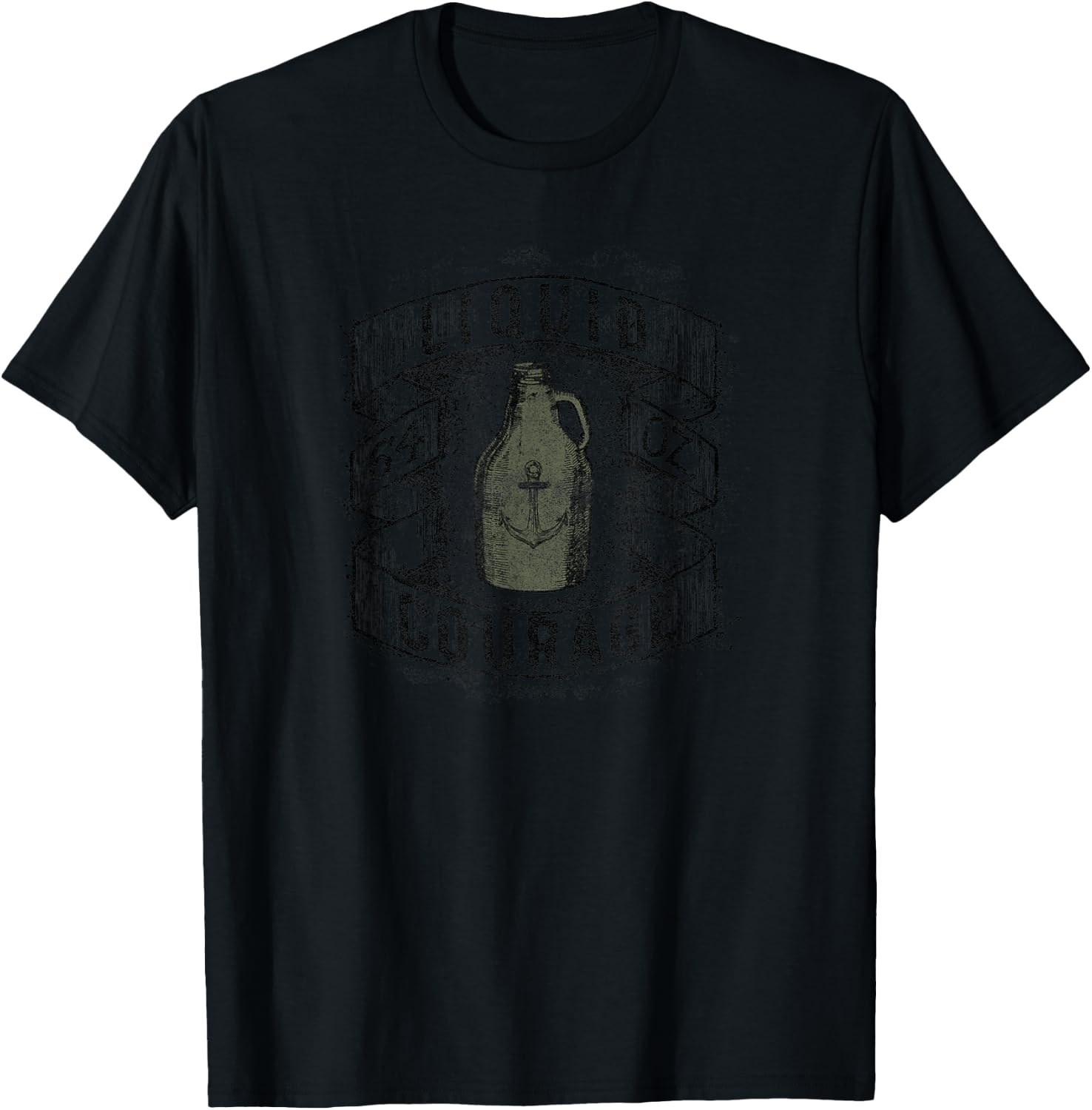 Trendy 64 Oz Liquid Courage Jug Sketch T-Shirt - T-Shirt | Black