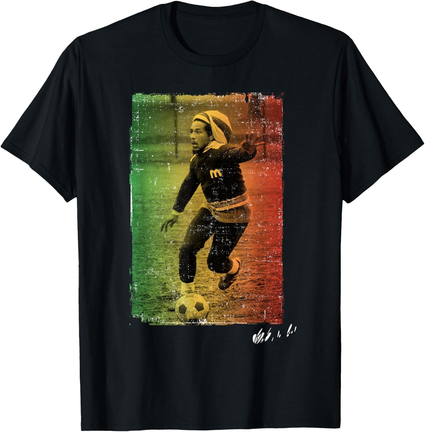 Bob Marley Rasta Football T-Shirt - T-Shirt | Black