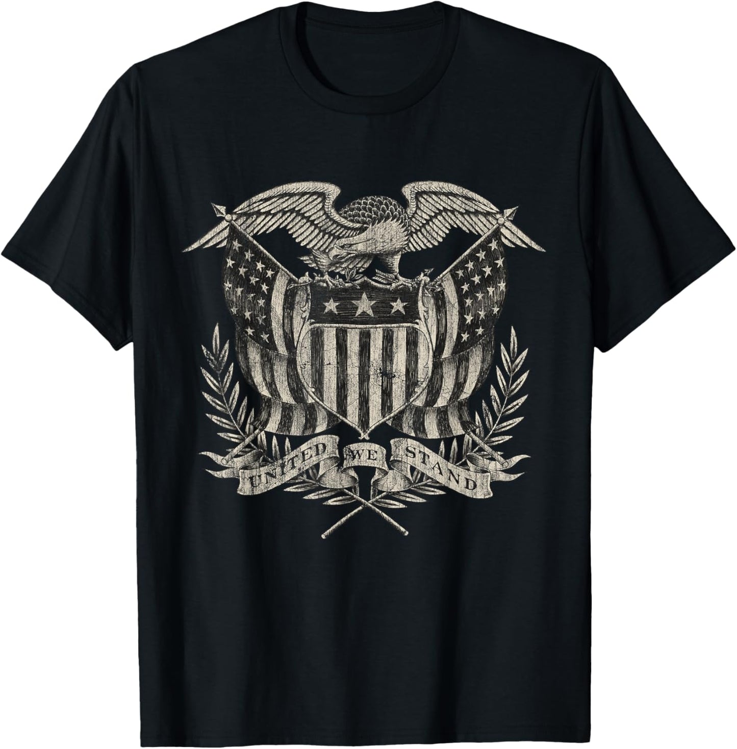 Vintage Liberty Eagle American Flag 1776 4th of July USA T-Shirt - T-Shirt | Black
