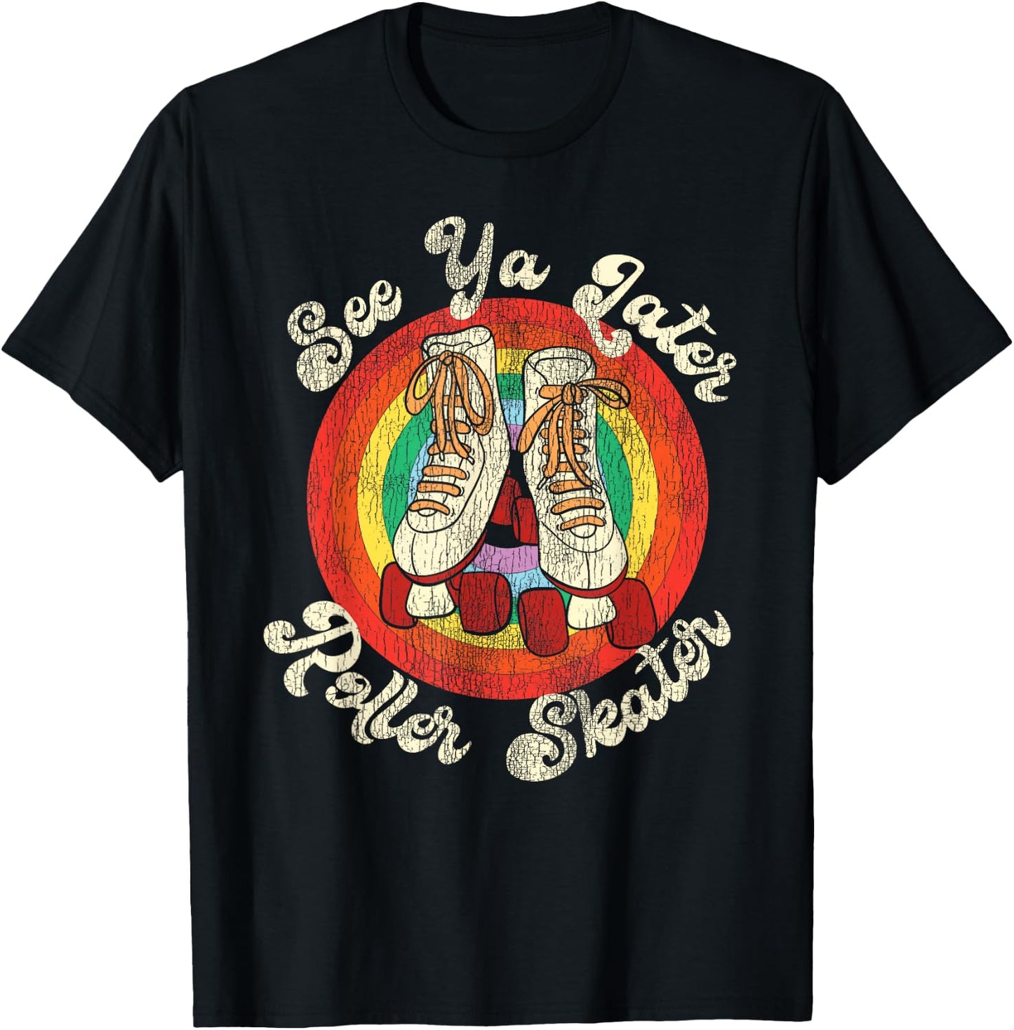 Cool Roller Skating Skate Girl 1970S Retro T-Shirt - T-Shirt | Black